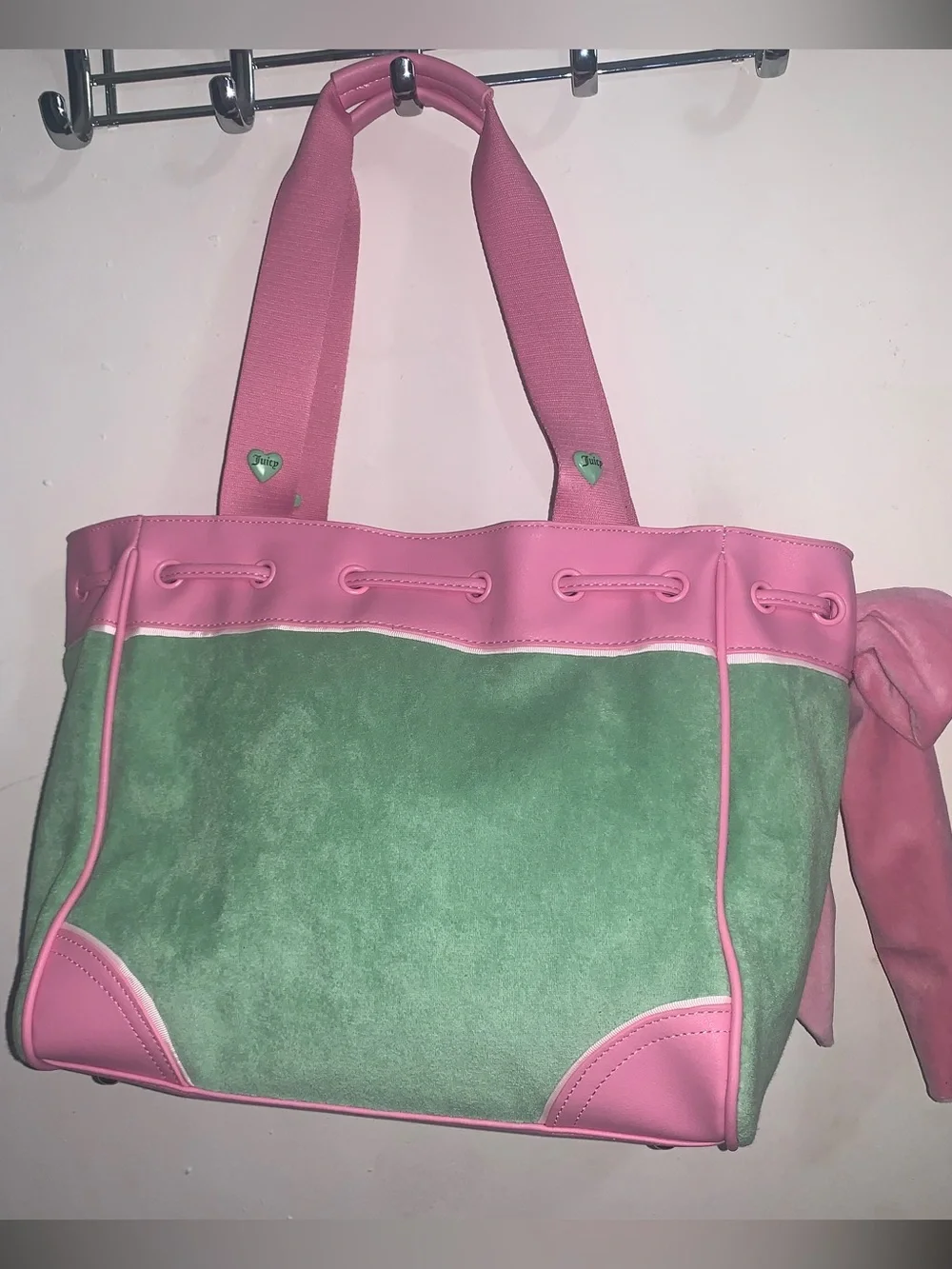 NWT! Juicy Couture Daydreamer Retro Strawberry Tote Pink and Green Shoulder Bag